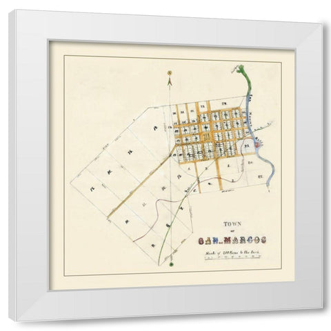 San Marcos Texas - Mason 1881 White Modern Wood Framed Art Print by Mason