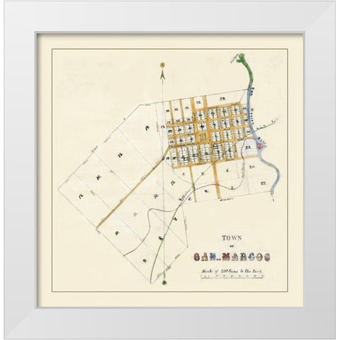 San Marcos Texas - Mason 1881 White Modern Wood Framed Art Print by Mason