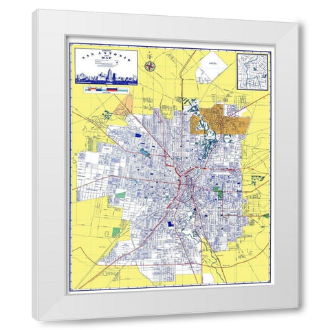 San Antonio Texas - Ashburn 1950 White Modern Wood Framed Art Print by Ashburn