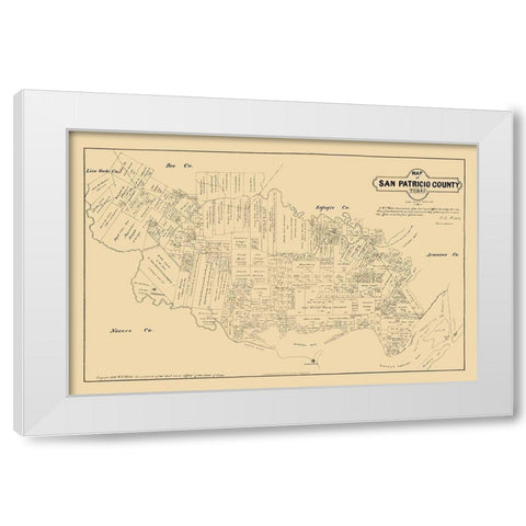 San Patricio County Texas - Walsh 1879  White Modern Wood Framed Art Print by Walsh