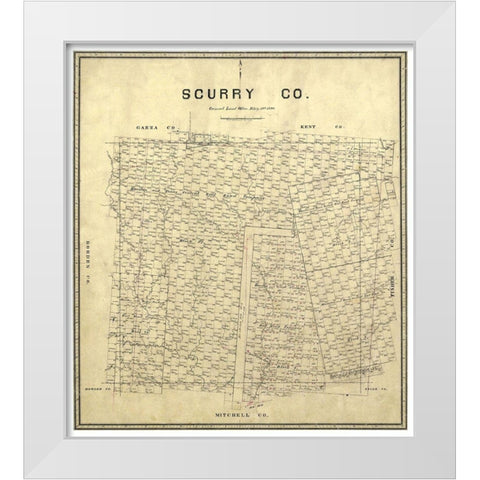 Scurry County Texas - Walsh 1880  White Modern Wood Framed Art Print by Walsh
