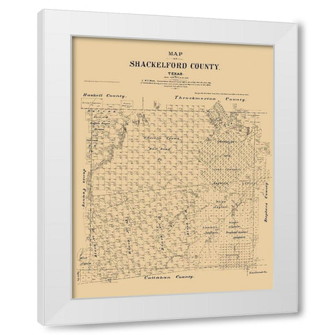 Shackelford County Texas - Walsh 1879  White Modern Wood Framed Art Print by Walsh