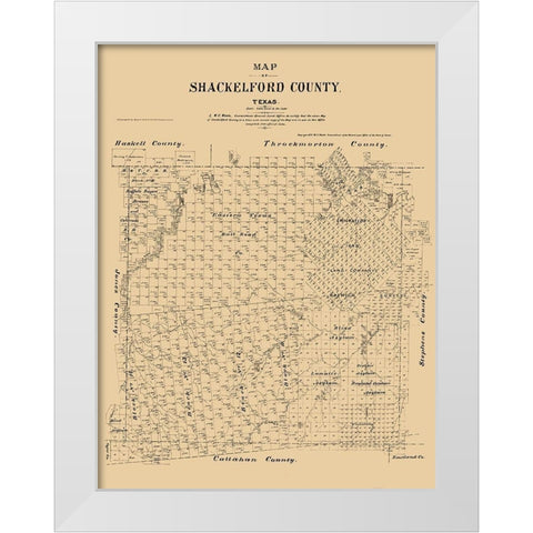 Shackelford County Texas - Walsh 1879  White Modern Wood Framed Art Print by Walsh