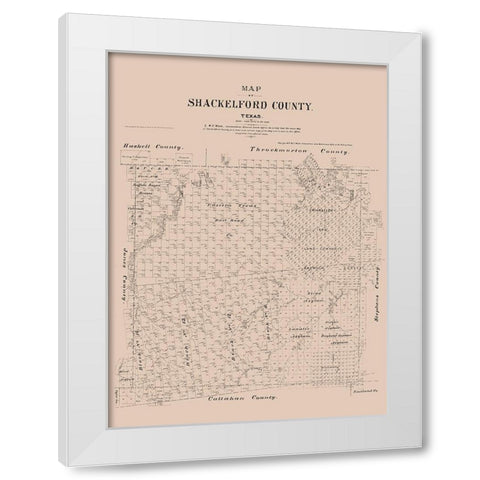 Shackelford County Texas - Walsh 1879  White Modern Wood Framed Art Print by Walsh