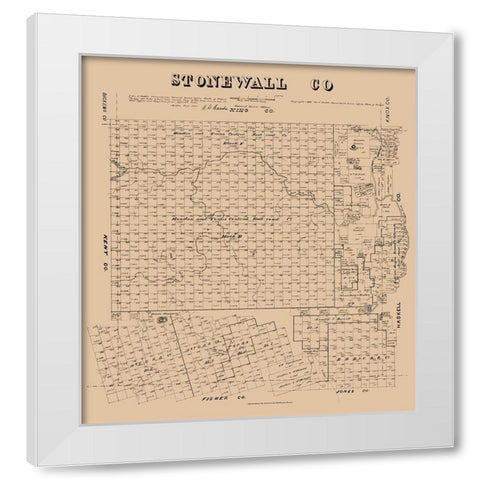 Stonewall County Texas - Walsh 1880  White Modern Wood Framed Art Print by Walsh