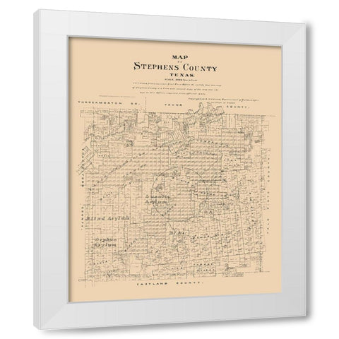 Stephens County Texas - Walsh 1879  White Modern Wood Framed Art Print by Walsh