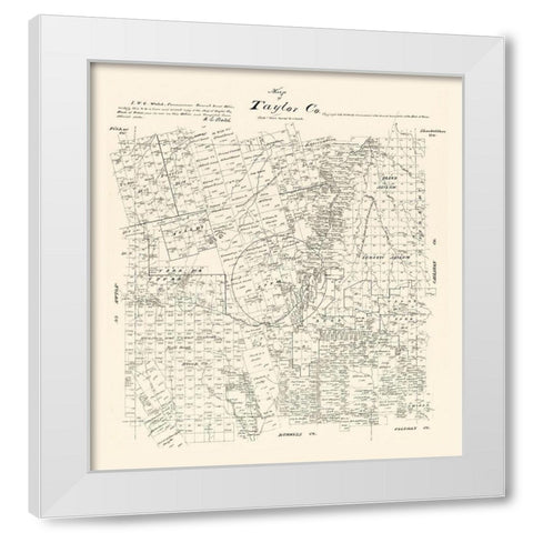 Taylor County Texas - Walsh 1879  White Modern Wood Framed Art Print by Walsh