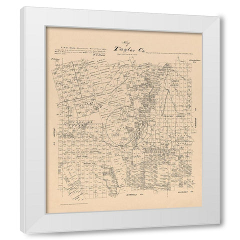 Taylor County Texas - Walsh 1879  White Modern Wood Framed Art Print by Walsh