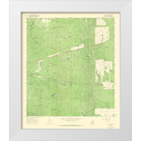 Tios Creek Texas Quad - USGS 1965 White Modern Wood Framed Art Print by USGS