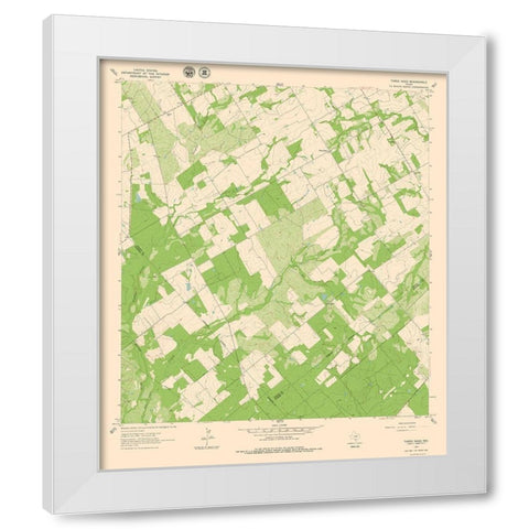 Three Oaks Texas Quad - USGS 1961 White Modern Wood Framed Art Print by USGS