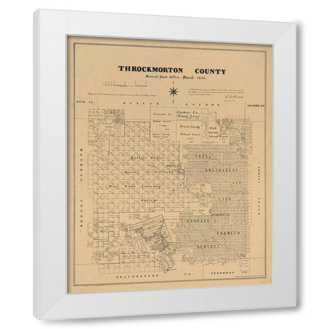 Throckmorton County Texas - Walsh 1880  White Modern Wood Framed Art Print by Walsh
