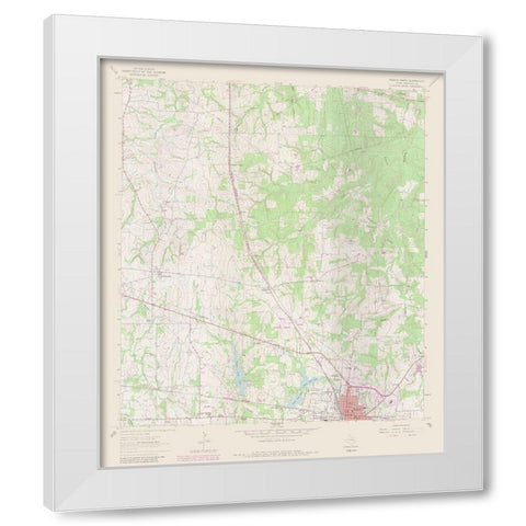 Teague  North Texas Quad - USGS 1963 White Modern Wood Framed Art Print by USGS