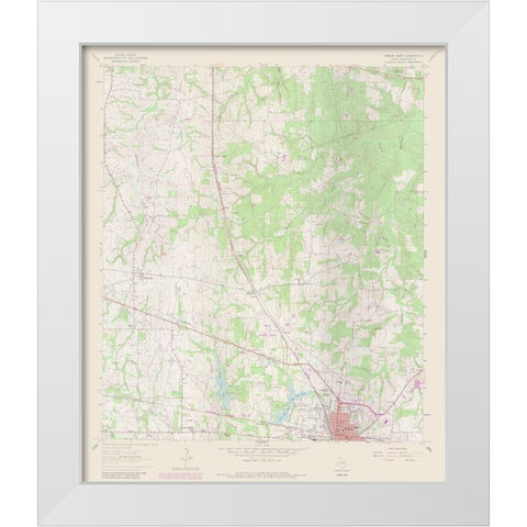 Teague  North Texas Quad - USGS 1963 White Modern Wood Framed Art Print by USGS
