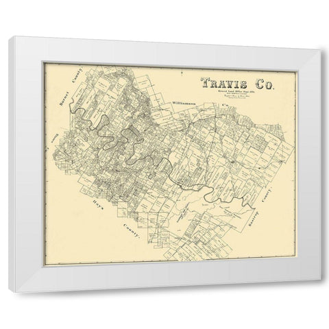 Travis Texas Landowner - Land Office 1894 White Modern Wood Framed Art Print by Land Office