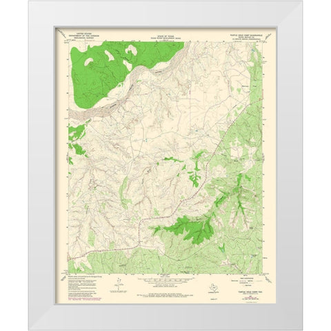 Turtle Hole Creek Texas Quad - USGS 1967 White Modern Wood Framed Art Print by USGS