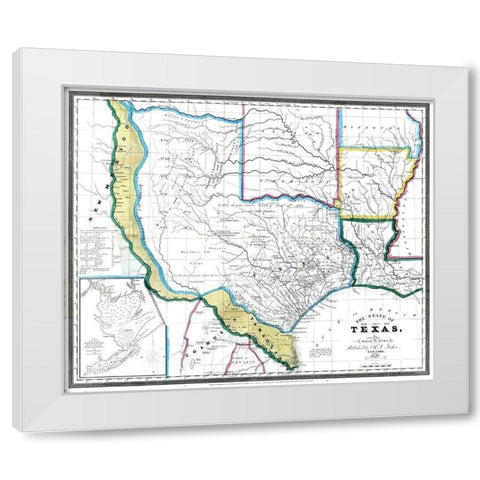 Texas - David Burr 1845 White Modern Wood Framed Art Print by David Burr