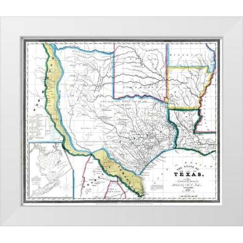 Texas - David Burr 1845 White Modern Wood Framed Art Print by David Burr