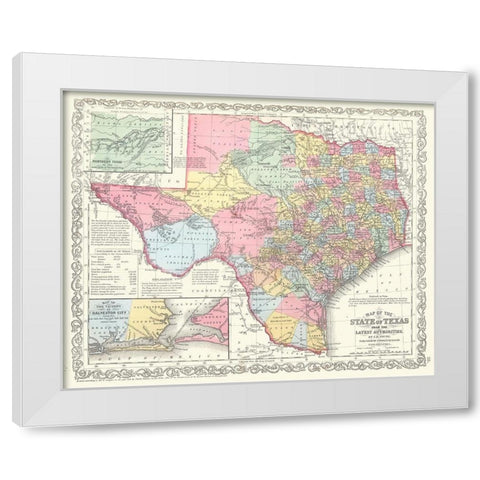 State of Texas - Young 1850 White Modern Wood Framed Art Print by Young