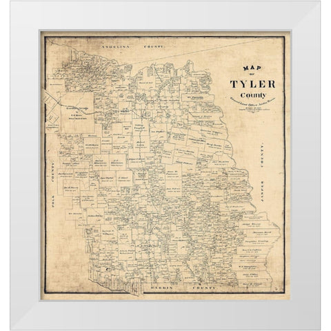 Tyler County Texas - Rowe 1897  White Modern Wood Framed Art Print by Rowe