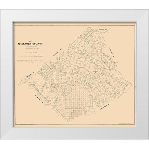 Wharton County Texas - Walsh 1880  White Modern Wood Framed Art Print by Walsh