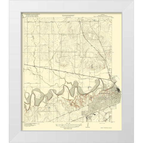 Wichita Falls West Texas Quad - USGS 1918 White Modern Wood Framed Art Print by USGS