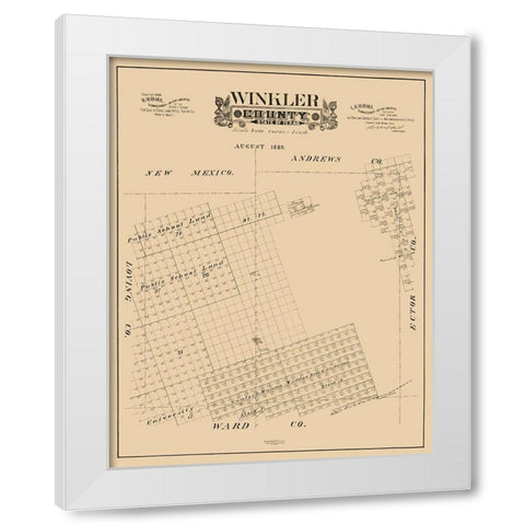 Winkler County Texas - Hall 1889  White Modern Wood Framed Art Print by Hall