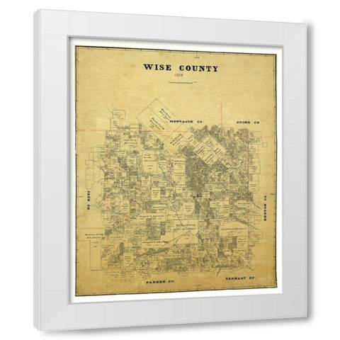 Wise County Texas -1878 White Modern Wood Framed Art Print by Unknown