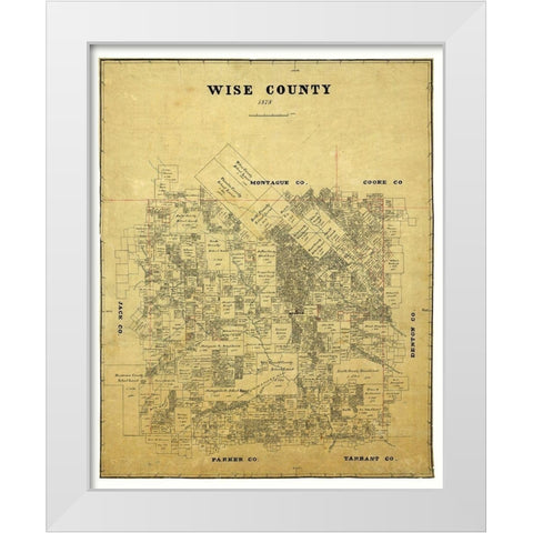 Wise County Texas -1878 White Modern Wood Framed Art Print by Unknown