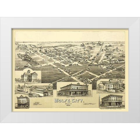 Wolfe City Texas - Fowler 1891 White Modern Wood Framed Art Print by Fowler