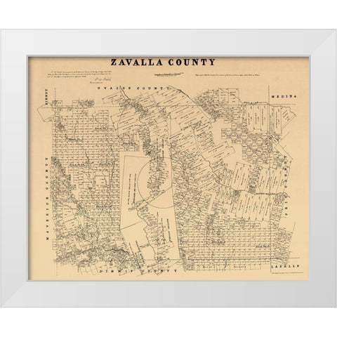 Zavalla County Texas - Walsh 1879  White Modern Wood Framed Art Print by Walsh