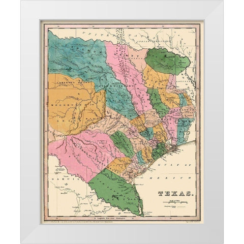 Texas - Bradford 1833 White Modern Wood Framed Art Print by Bradford