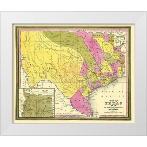 Texas - Mitchell 1846 White Modern Wood Framed Art Print by Mitchell