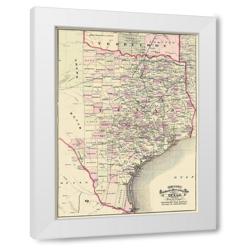 Texas - Cram 1875 White Modern Wood Framed Art Print by Cram