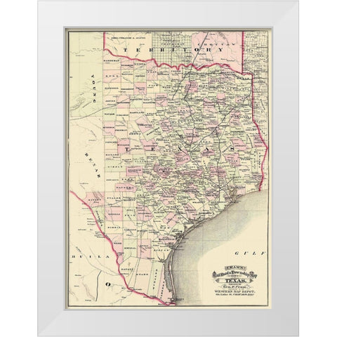 Texas - Cram 1875 White Modern Wood Framed Art Print by Cram