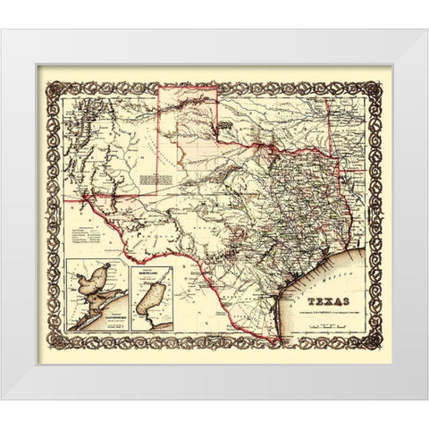 Texas, Galveston Bay, Sabine Lake Plans White Modern Wood Framed Art Print by Colton