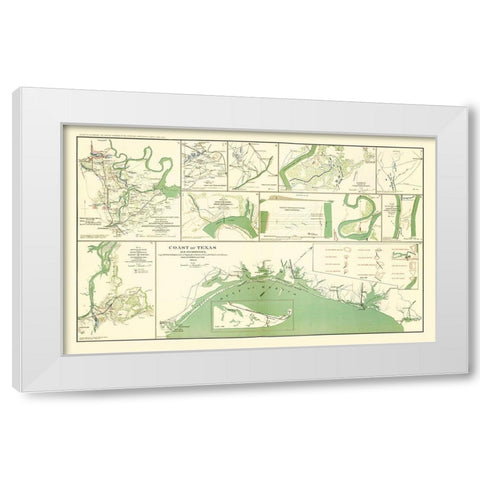 10 Views of Texas Coast and Defenses - Walker 1864 White Modern Wood Framed Art Print by Walker