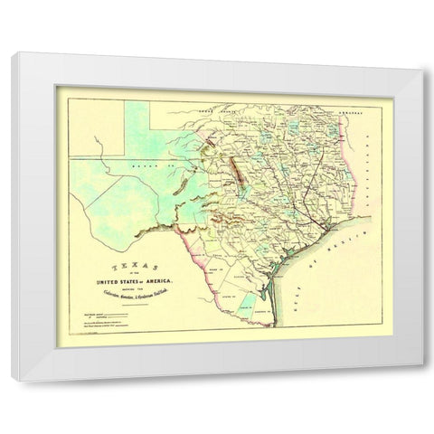 Galveston, Houston, Henderson Railroad 1872 White Modern Wood Framed Art Print by King