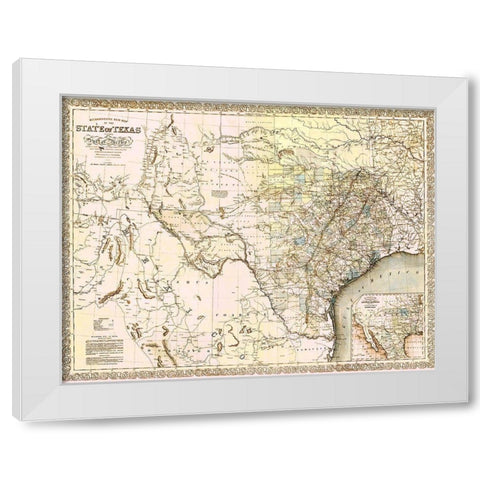 Texas and Northern Mexico - Desilver 1859 White Modern Wood Framed Art Print by Desilver