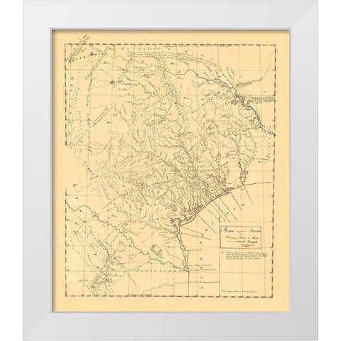 Texas Original Map - Austin 1829 White Modern Wood Framed Art Print by Austin
