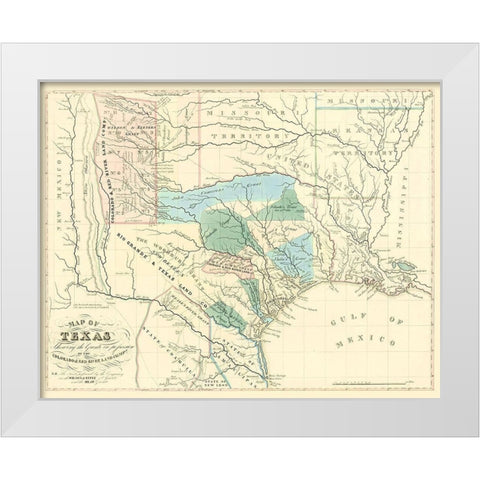 Texas Grants by Colorado and Red River Land Co White Modern Wood Framed Art Print by Land Co