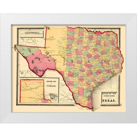 Texas - Stedman 1873 White Modern Wood Framed Art Print by Stedman