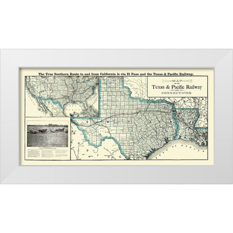 Texas and Pacific Railway with Connections 1903 White Modern Wood Framed Art Print by Woodward