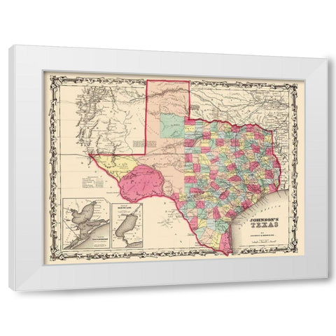 Texas - Johnson 1860 White Modern Wood Framed Art Print by Johnson