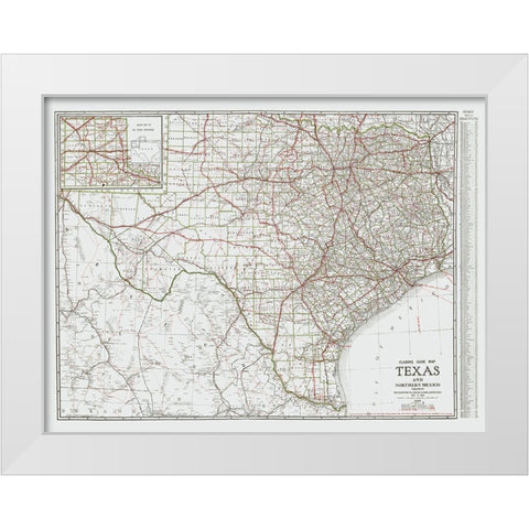 Texas and Northern Mexico - Clason 1931 White Modern Wood Framed Art Print by Clason