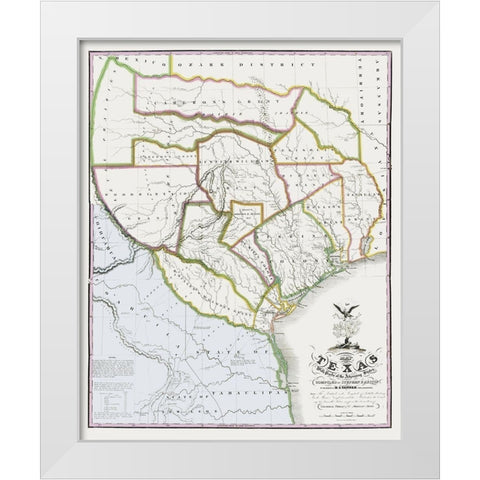 Texas Landowner Plat - Tanner 1836 White Modern Wood Framed Art Print by Tanner