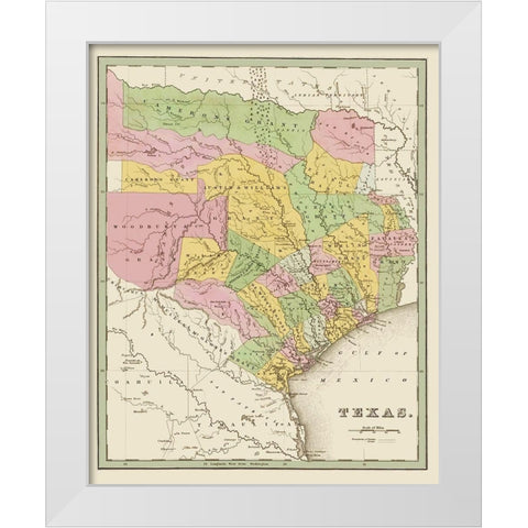Texas Eastern Landowner Grants - Bradford 1838 White Modern Wood Framed Art Print by Bradford