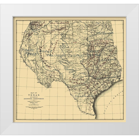 Texas and Adjoining Territories - Graham 1899 White Modern Wood Framed Art Print by Graham