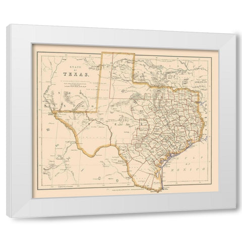 Texas - Stanford 1857 White Modern Wood Framed Art Print by Stanford