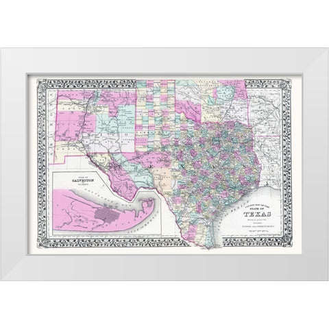 Texas, New Mexico and Indian Territory White Modern Wood Framed Art Print by Gamble