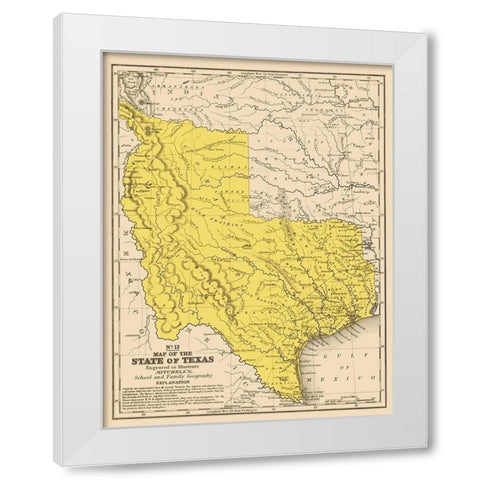 Texas Geographical - Mitchell 1847 White Modern Wood Framed Art Print by Mitchell